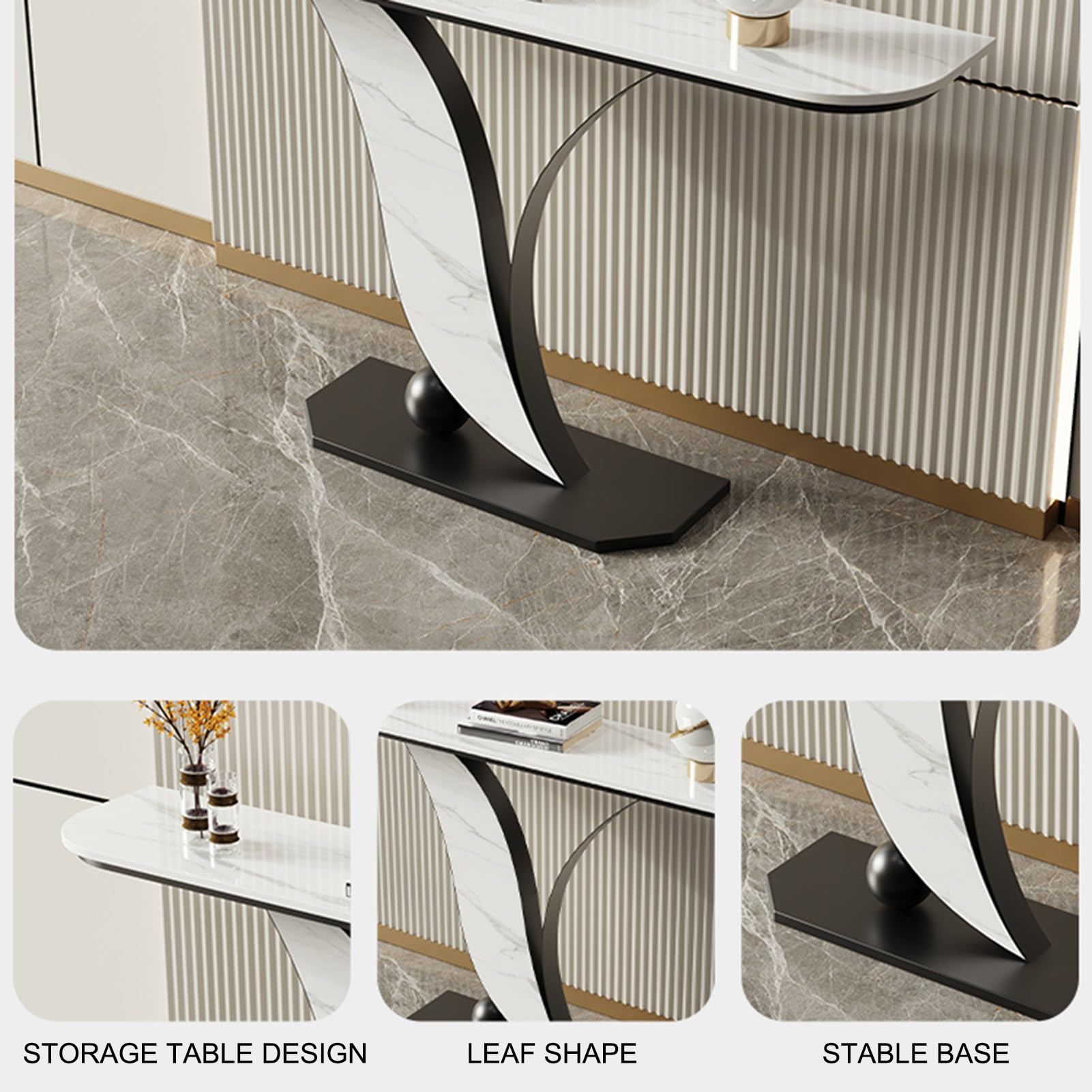 Mesa consola para recibidor, mesa estrecha para recibidor, mesa consola estrecha con estructura metálica, mesa auxiliar para sofá de estructura robusta y fiable, para espacios pequeños, pasillo, ves