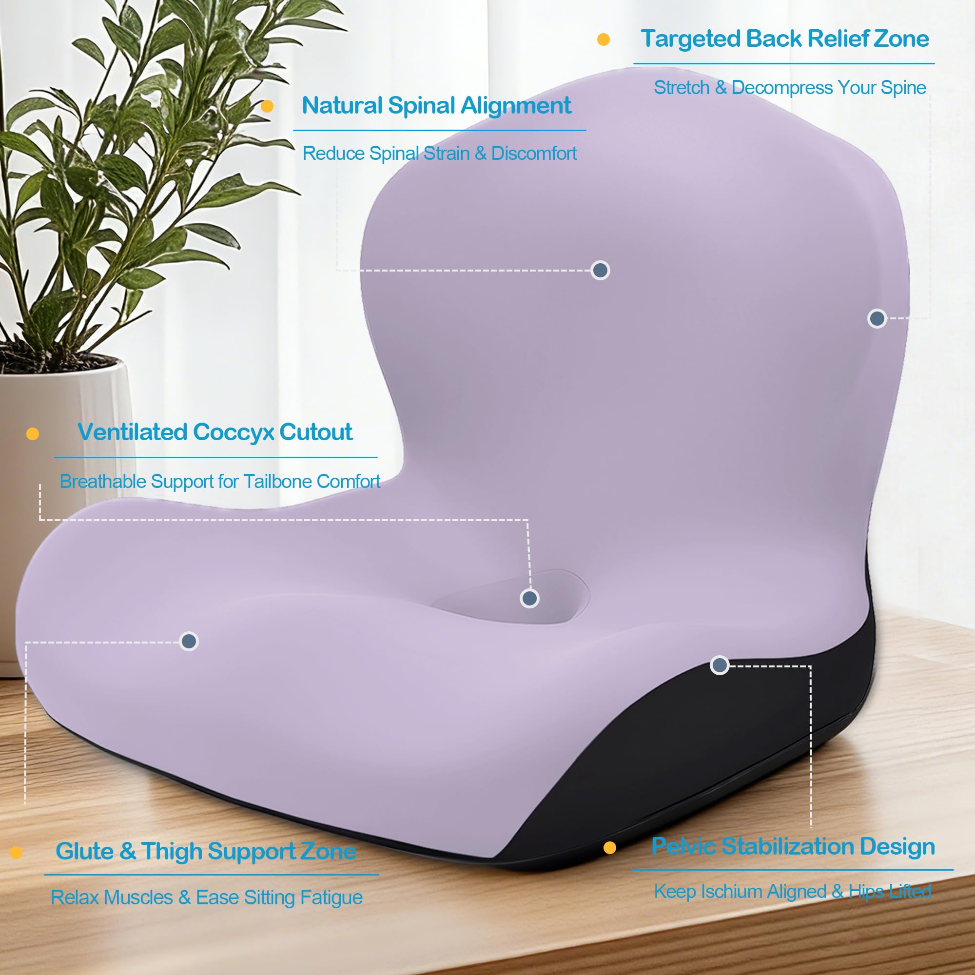 Cojín de asiento para silla de oficina y coche, cojines ergonómicos en forma de L, cojín de espuma viscoelástica, almohada de apoyo lumbar para silla de ruedas, coche, hogar, oficina, color