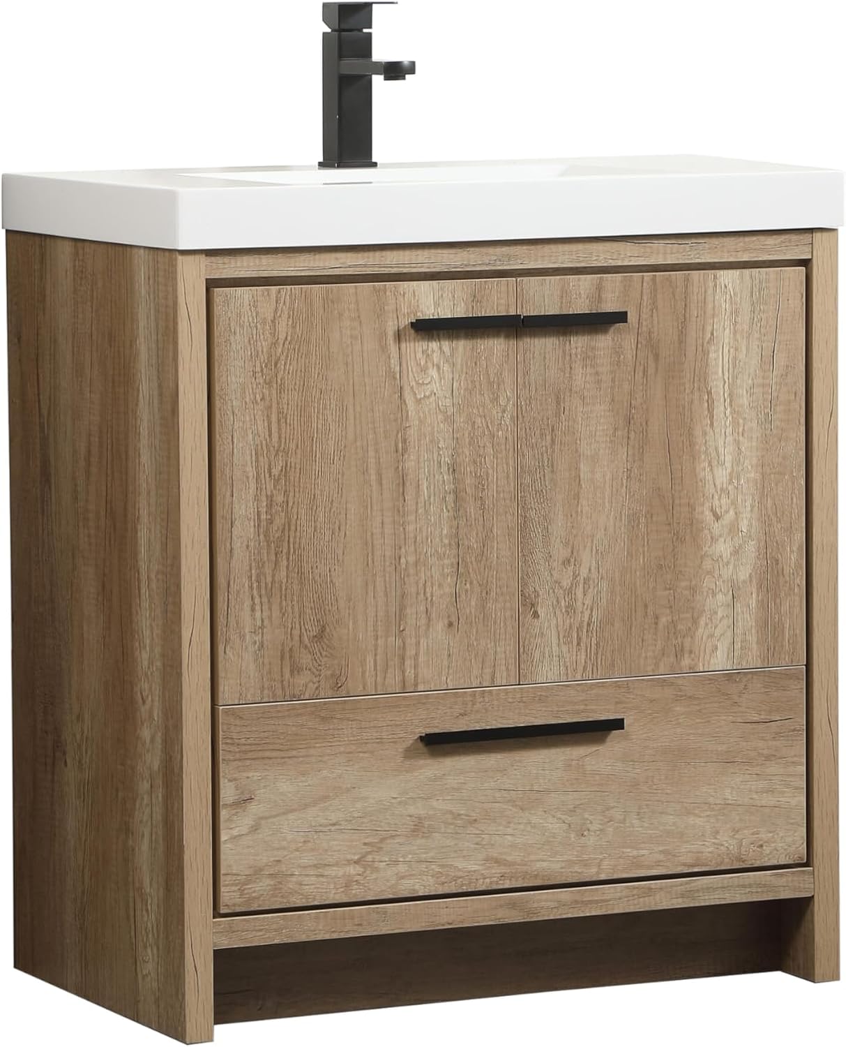 30 Single Bathroom Vanity, Soft-Close, Natural Oak