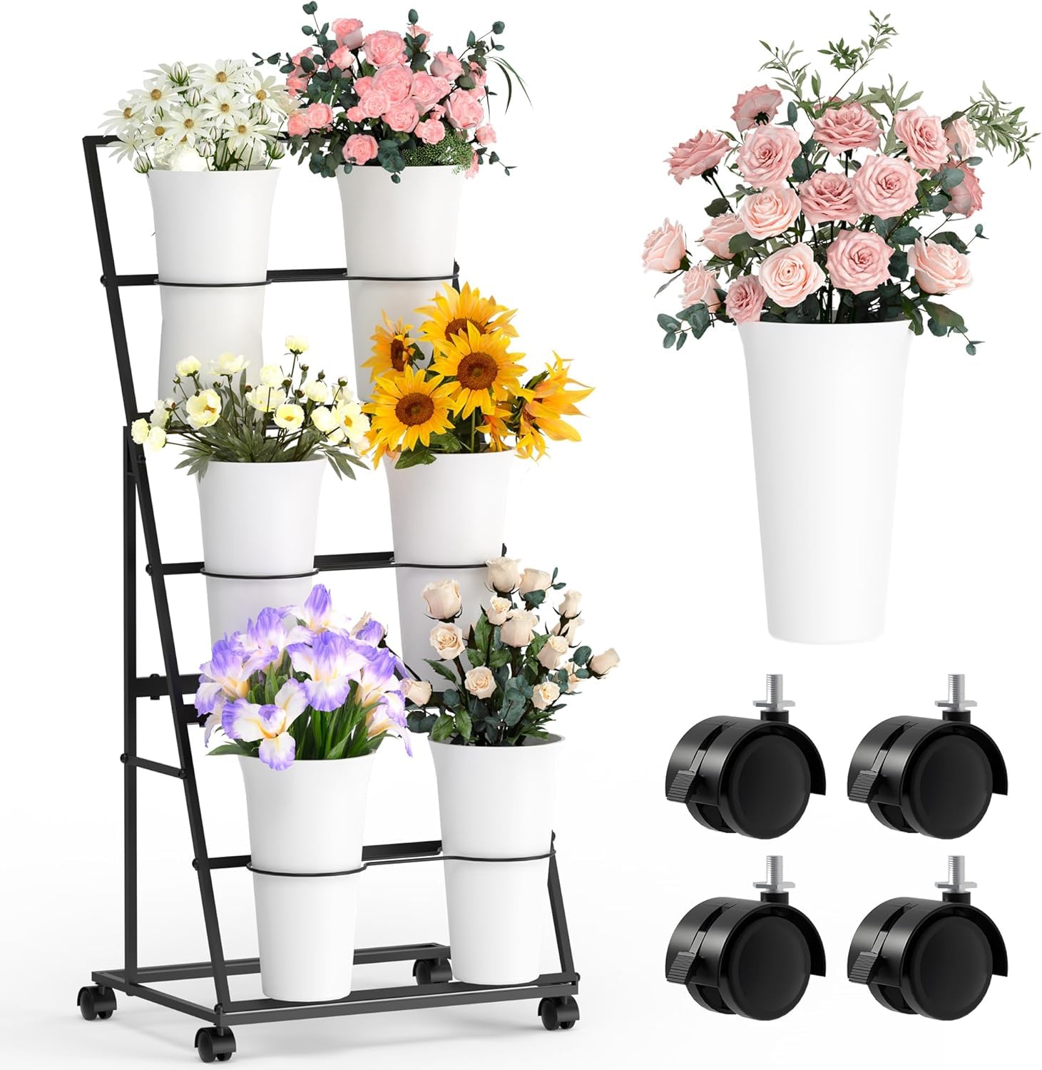 Invech Présentoir à fleurs haut de gamme design géométrique noir