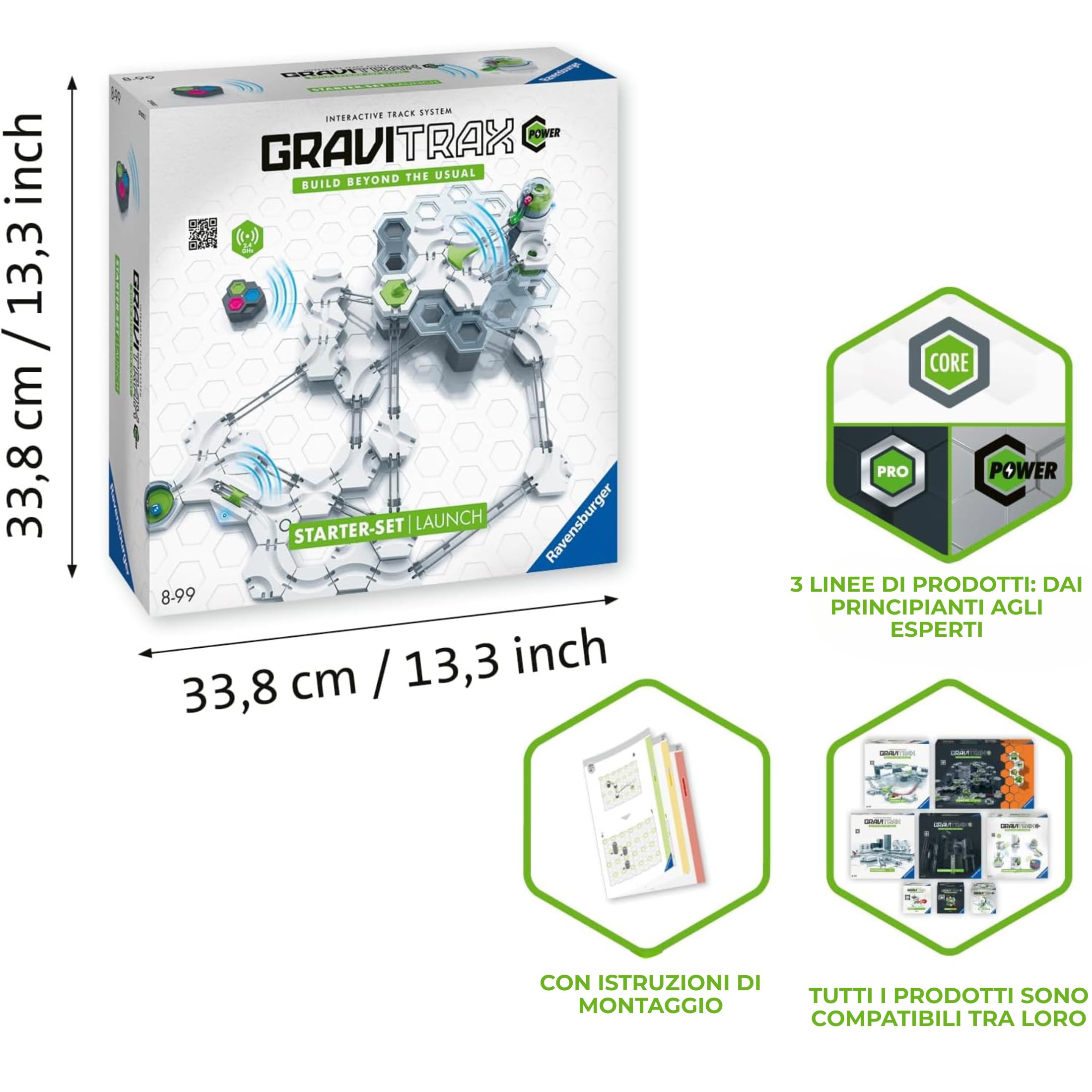 Ravensburger - GraviTrax Power Starter-Set Launch, Pista biglie 112 pezzi, Rompicapo bambini e adulti, Giochi bambini 8 anni e più, Gioco Educativo STEM, Compatibile con tutti i GraviTrax