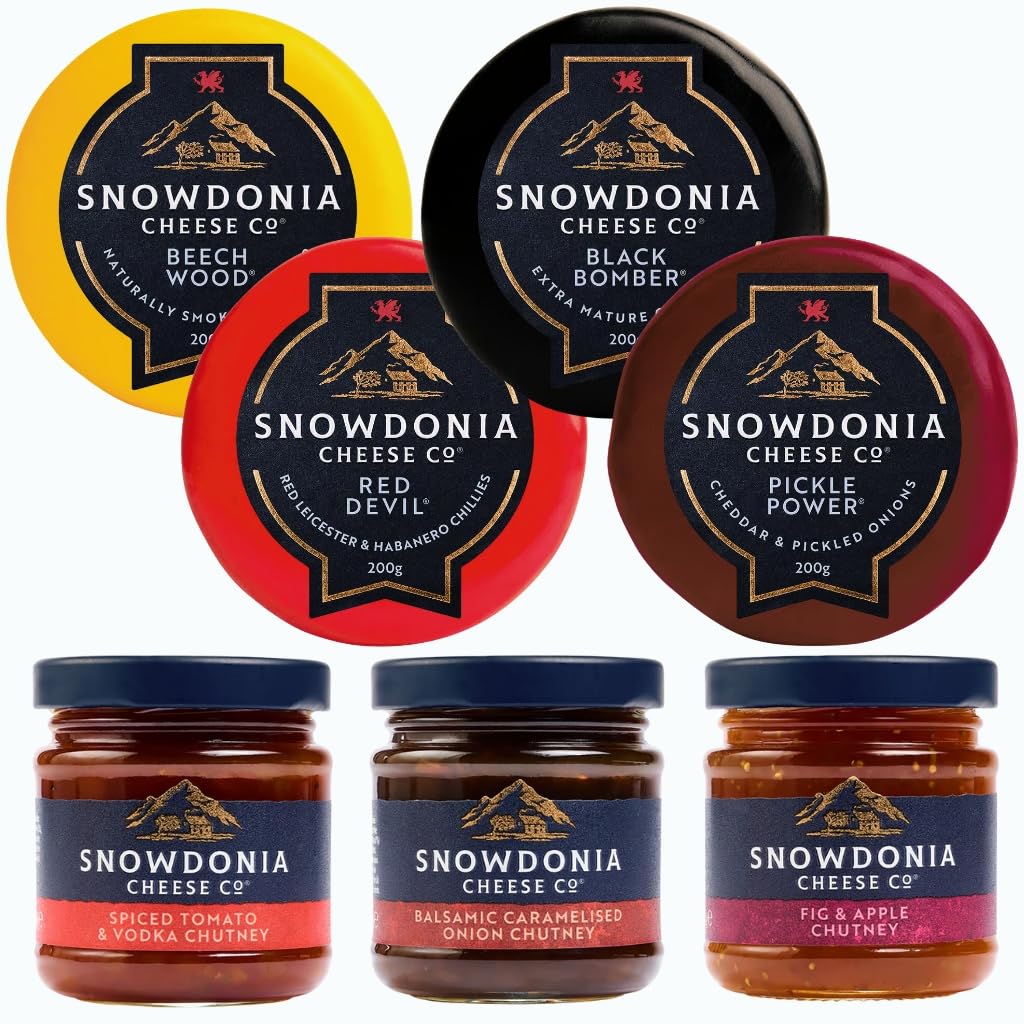 Pack Gourmand Cheddar + Chutney Snowdonia Cheese Company 7 produits - Coffret dégustation - Apéro Gourmand pour amateur à partager ou à offrir