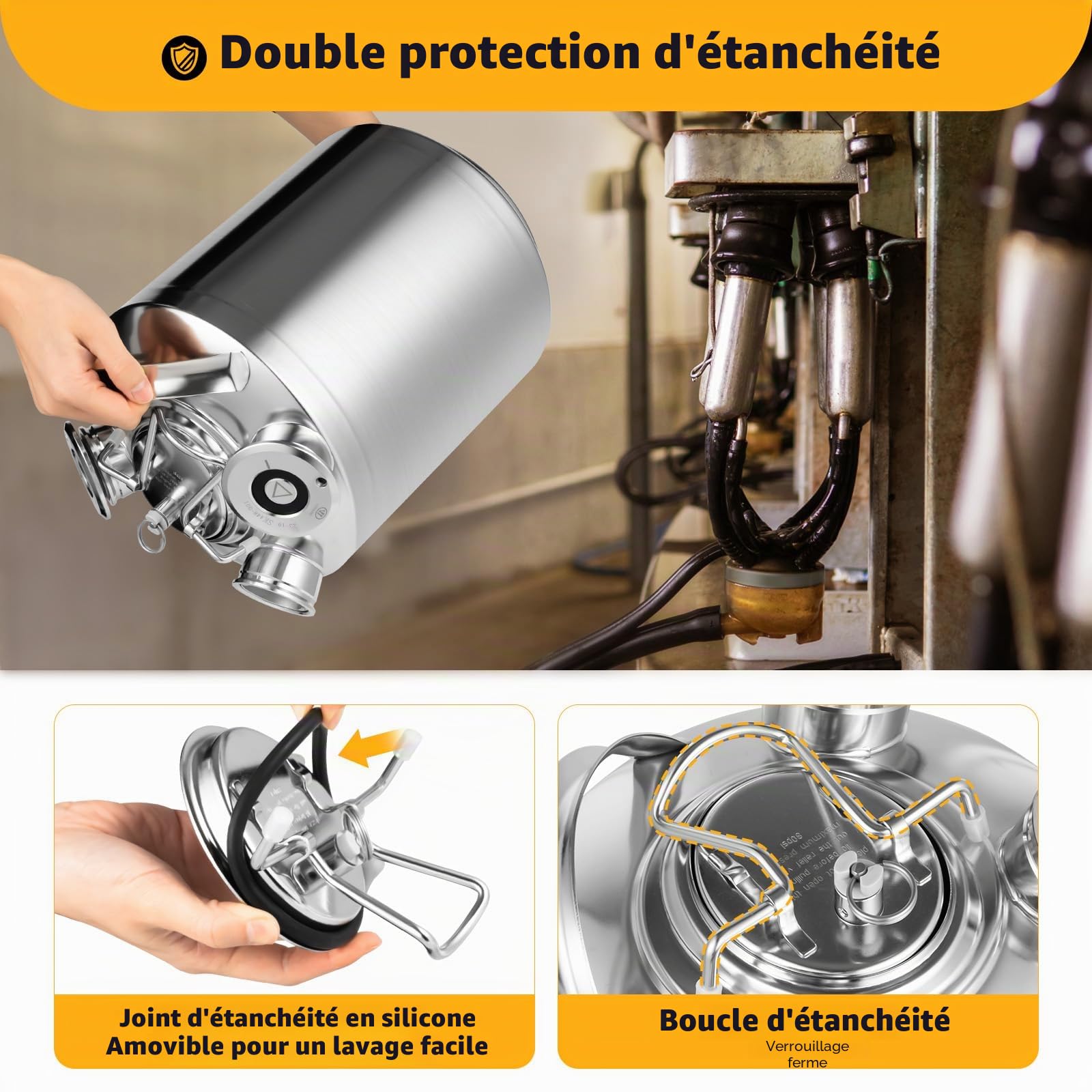 Fût de nettoyage de bière, en acier inoxydable, 10 l, à 3 têtes, avec 2 tonneaux A + 1 pic en S – Réservoir de nettoyage en acier 304 pour tireuses à bière, pubs et brassage domestique, avec