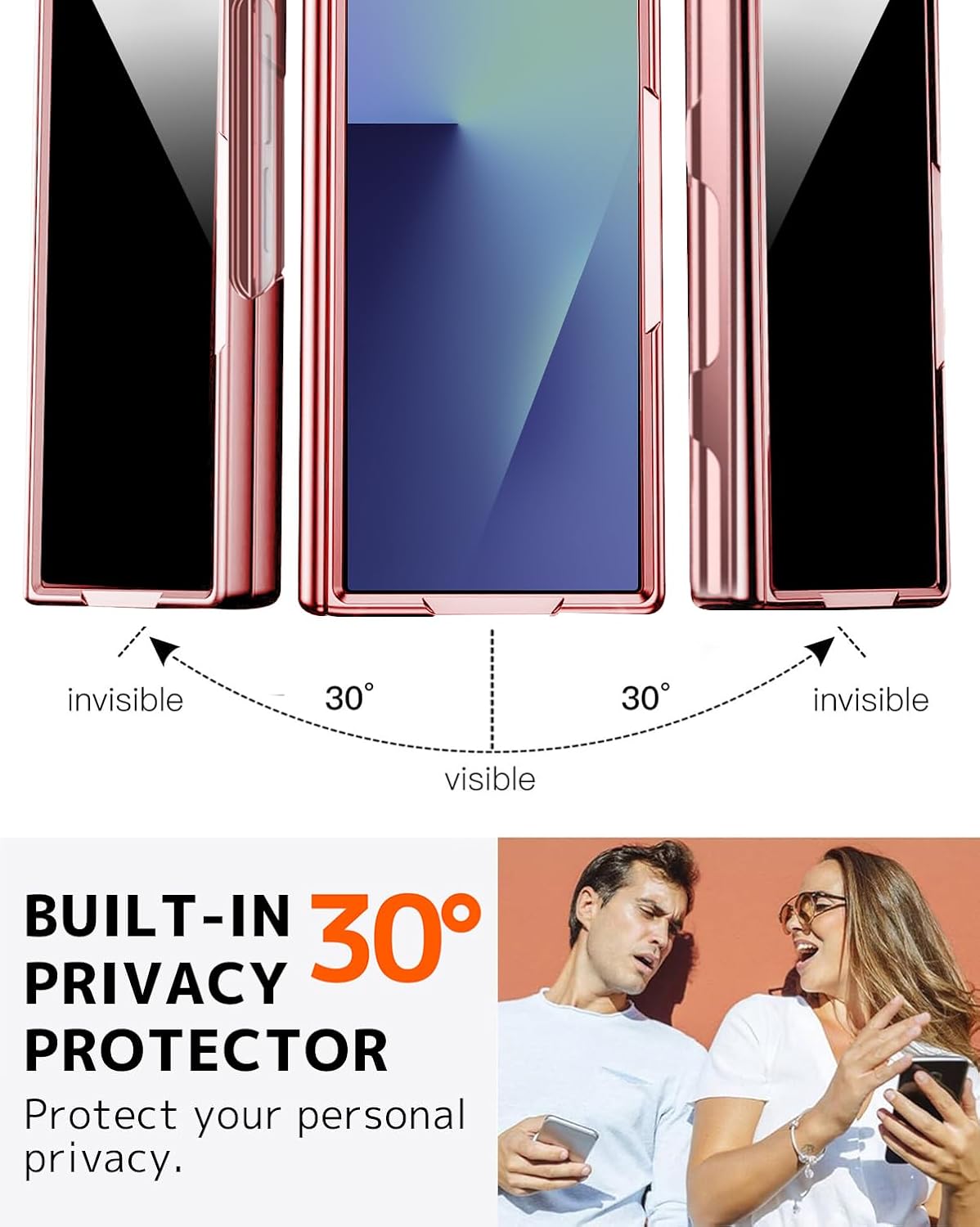 NINKI for Samsung Galaxy Z Fold 7 Case with S Pen Holder & Stylus and Privacy Screen Protector, Hidden Stand Flat Hinge Fold7 Phone Cover for Z Fold 7 Case with S Pen Slot Kickstand - Clear Rose Pink - Image 2