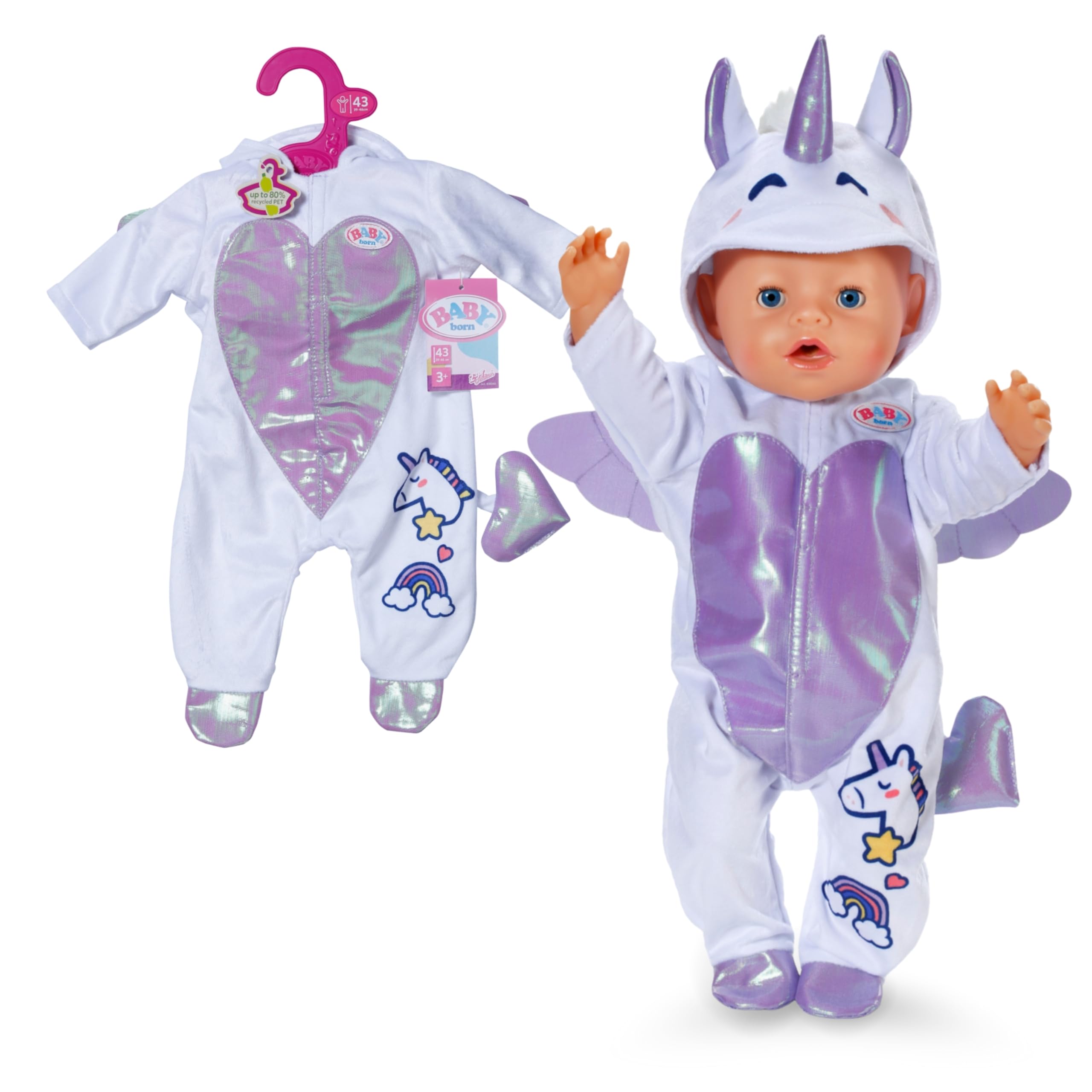 Baby born Pyjama Licorne 43 cm avec Capuche