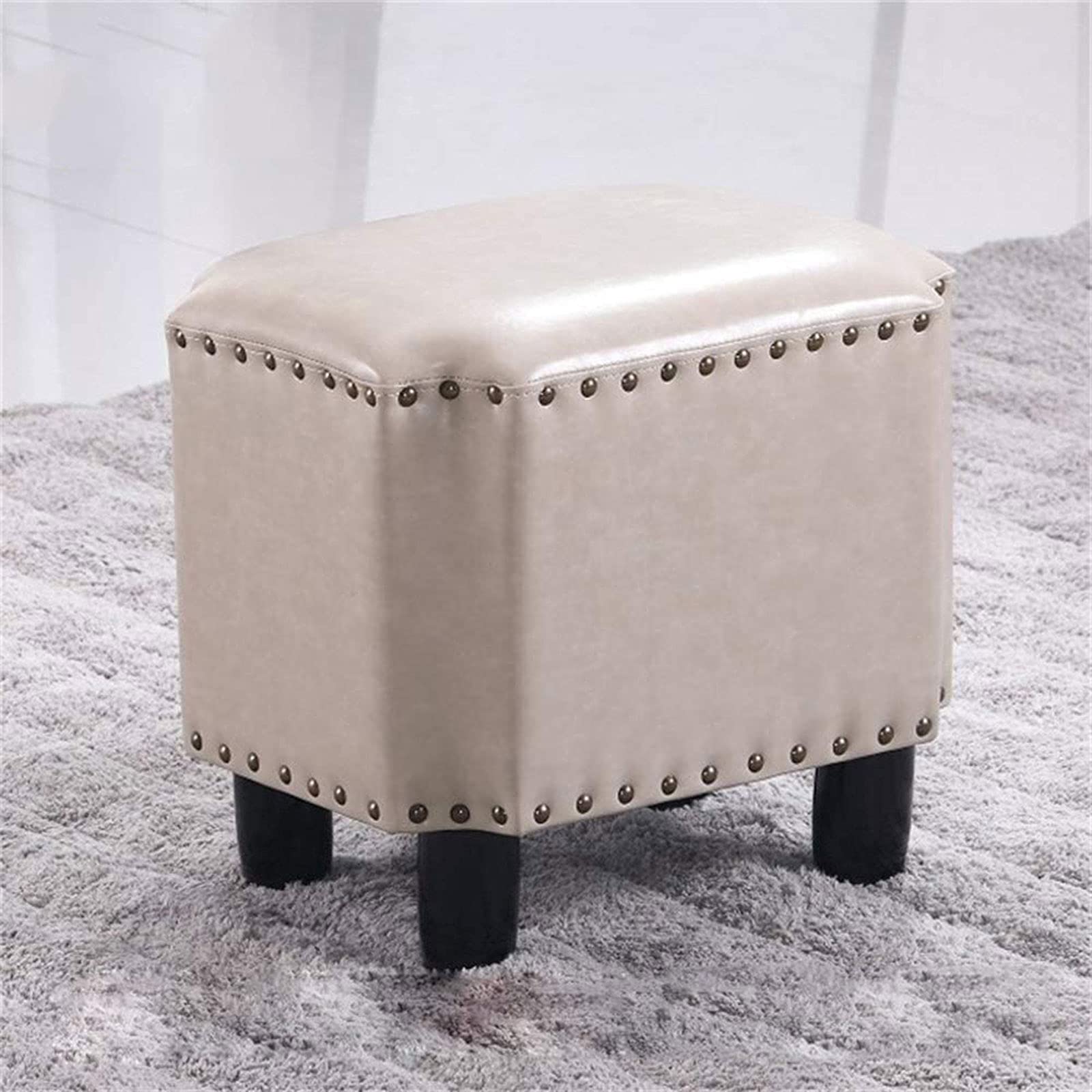 Pouf repose-pieds rembourré max 200kg en cuir huilé gris