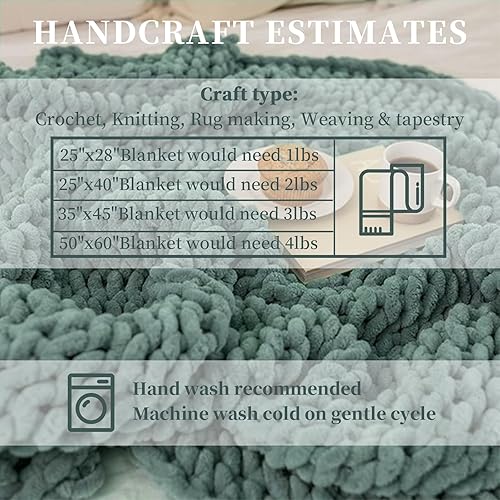 Miniatura 4 de SUNTQ Paquete de 8 hilos de felpilla gruesa para ganchillo, hilo grueso y esponjoso para tejer a mano, hilo de felpa suave para cojines, cama de