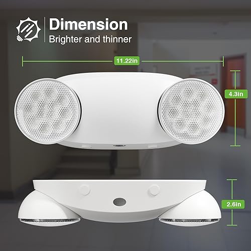 Vista 27 de FREELICHT Paquete de 4 luces de emergencia para negocios, con batería de respaldo, cable duro, certificado UL 924, CA 120/277V, iluminación
