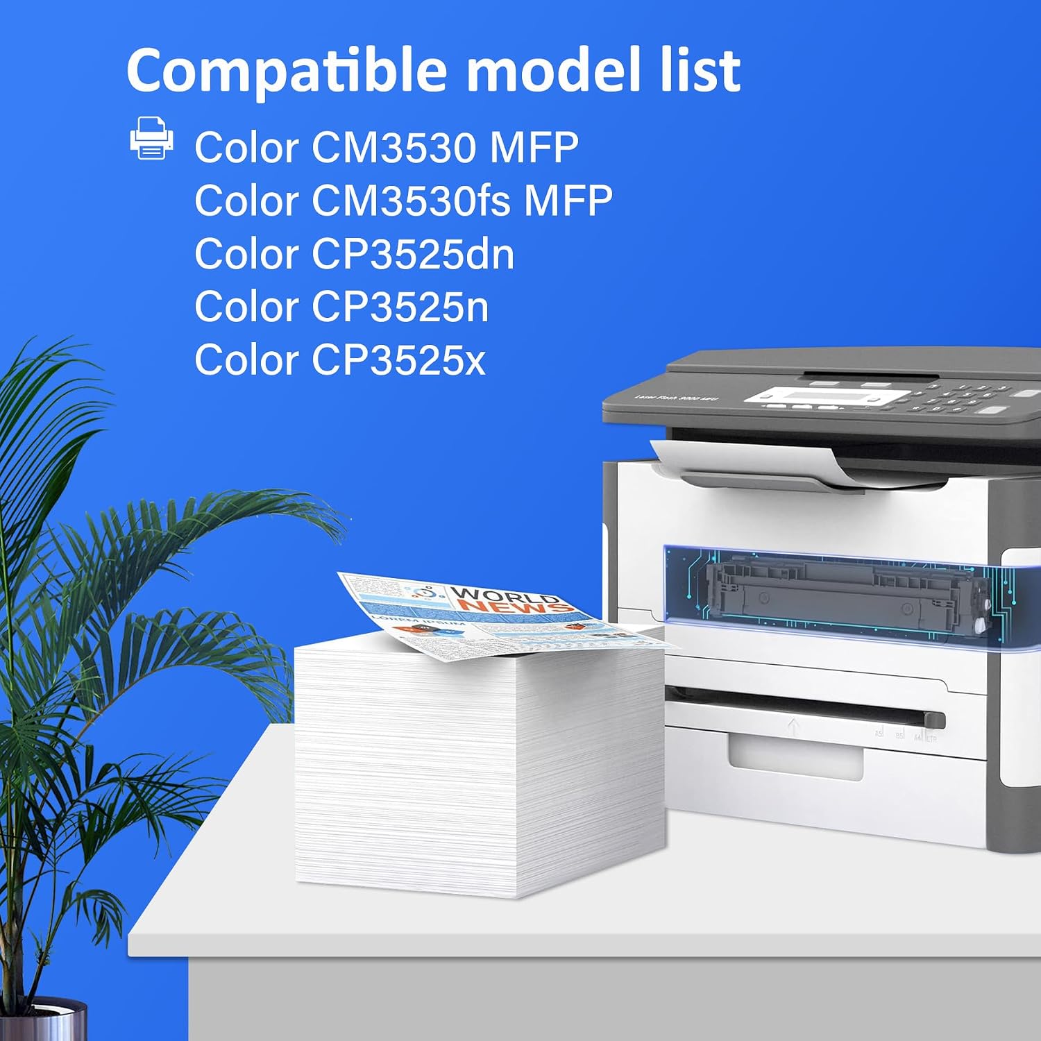 504A Toner Cartridge 5 Pack (with Chip) Replacement for HP 504A Color CM3530, CP3525 Series | CE250A CE251A CE252A CE253A Toner
