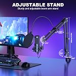 Aokeo USB Condenser Microphone, 192kHZ/24bit Professional PC Streaming Podcast Cardioid Microphone Kit with Boom Arm, Shock Mount, Pop Filter, for Recording, Gaming, YouTube,Meeting, Discord