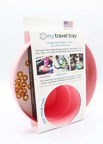 Miniatura 7 de Travel Tray Redondo, fabricado en EE. UU., Convierte fácilmente tu portavasos actual en una bandeja y portavasos para usar con asientos de