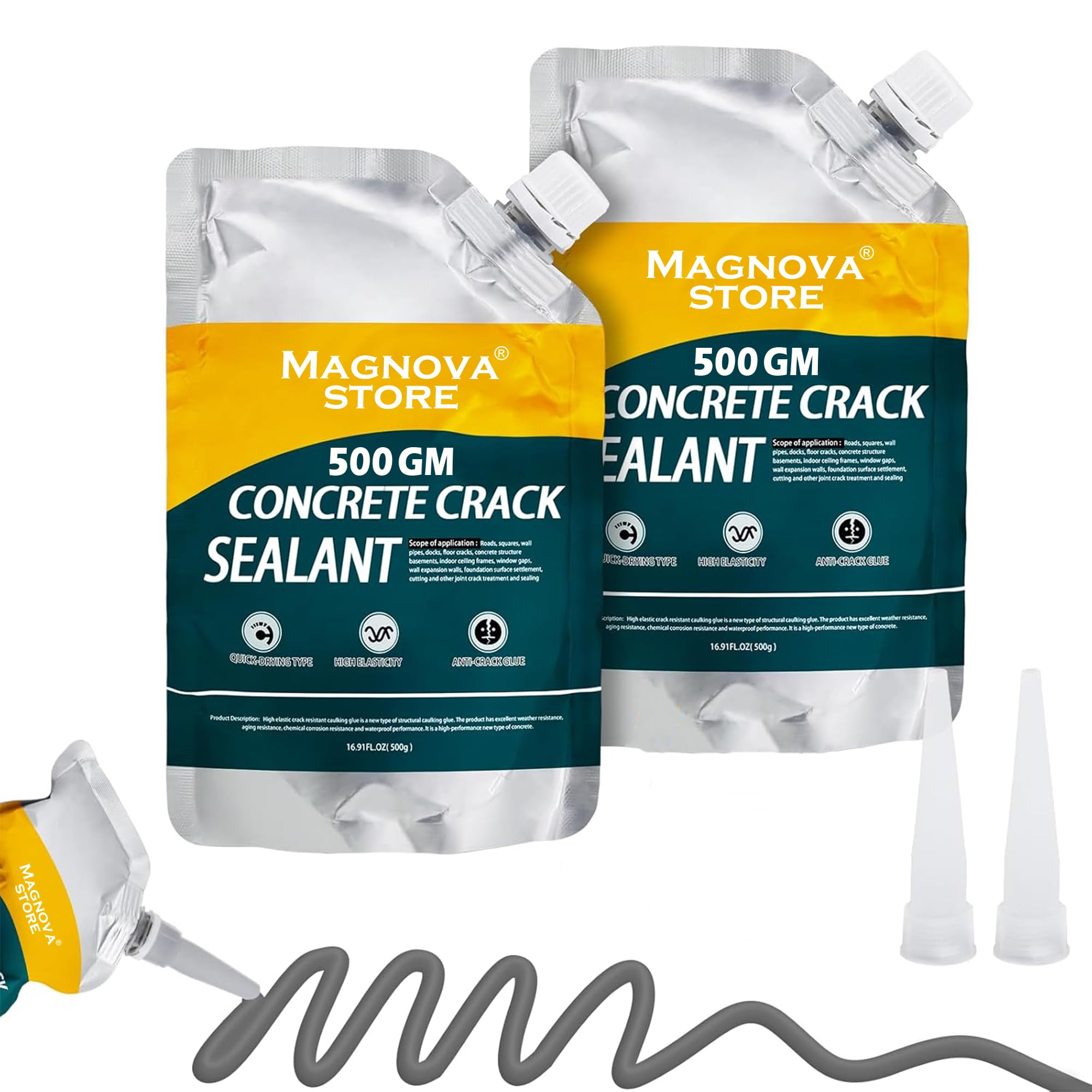 Magnova Concrete Crack Filler Sealant, 500gm High Elasticity Cement Crack Filler & Wall Gap, Fast Drying Asphalt Crack Repair for Slabs, Driveways, Joint Self-Leveling Waterproof Caulking Glue-image-14