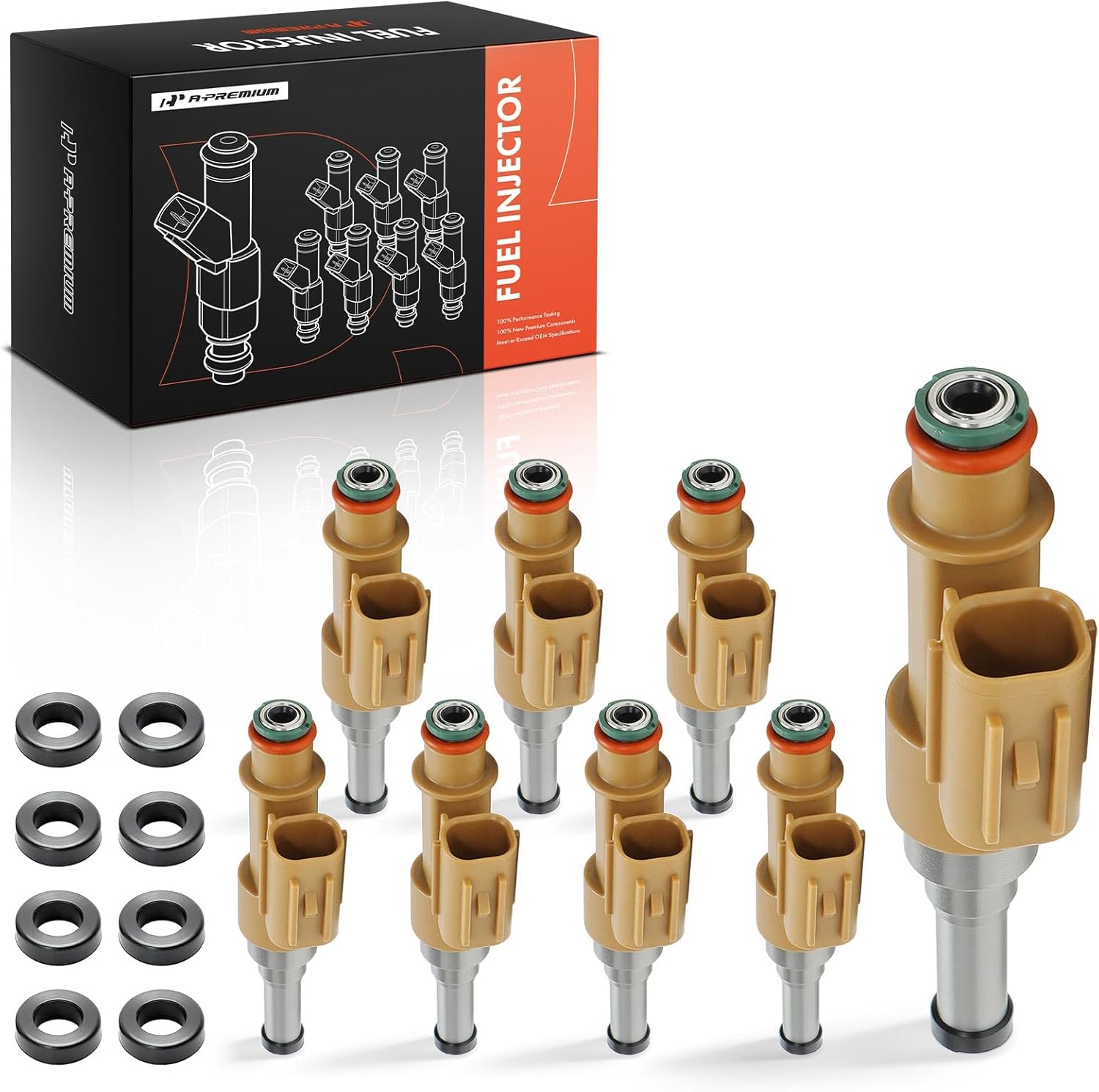 A-Premium Set of 8 Fuel Injectors Compatible with Toyota Tundra 2009-2021, Sequoia 2008-2022, Land Cruiser 2008-2011/2013-2021 & Lexus GX460 2010-2022, LX570 2008-2011/2013-2021, 4.6L 5.7L
