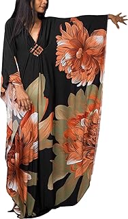 Womens Caftan Floral Print Kaftan Dress Short Sleeve Swimsuit Cover up L...