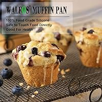 Vista 8 de Walfos Juego de Moldes de Silicona para Muffins de Texas - Molde de Silicona para 6 Cupcakes Jumbo, Antiadherente, ¡Simplemente Salen! Perfecto