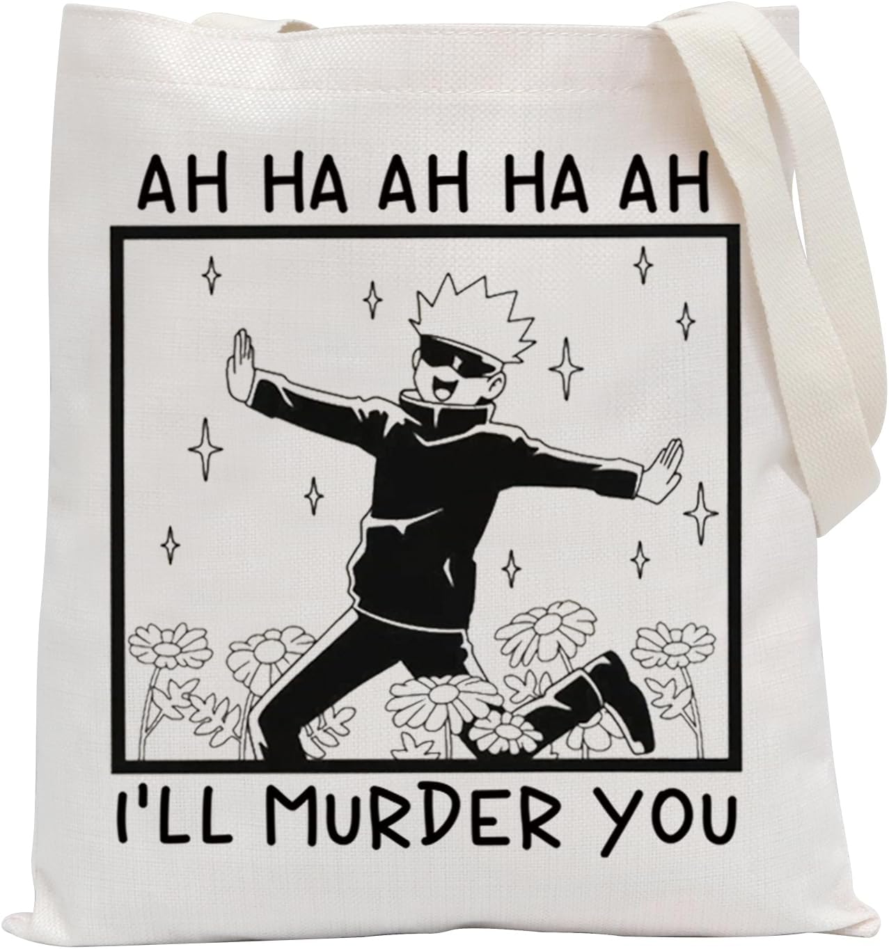 POFULL JJK Anime Inspired Shoulder Bag Anime Lover Gift JJK Gift Anime Gift Manga Gift I'll Murder You Tote Bag