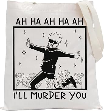 POFULL JJK Anime Inspired Shoulder Bag Anime Lover Gift JJK Gift Anime Gift Manga Gift Ill Murder You Tote Bag