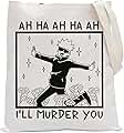 POFULL JJK Anime Inspired Shoulder Bag Anime Lover Gift JJK Gift Anime Gift Manga Gift I'll Murder You Tote Bag