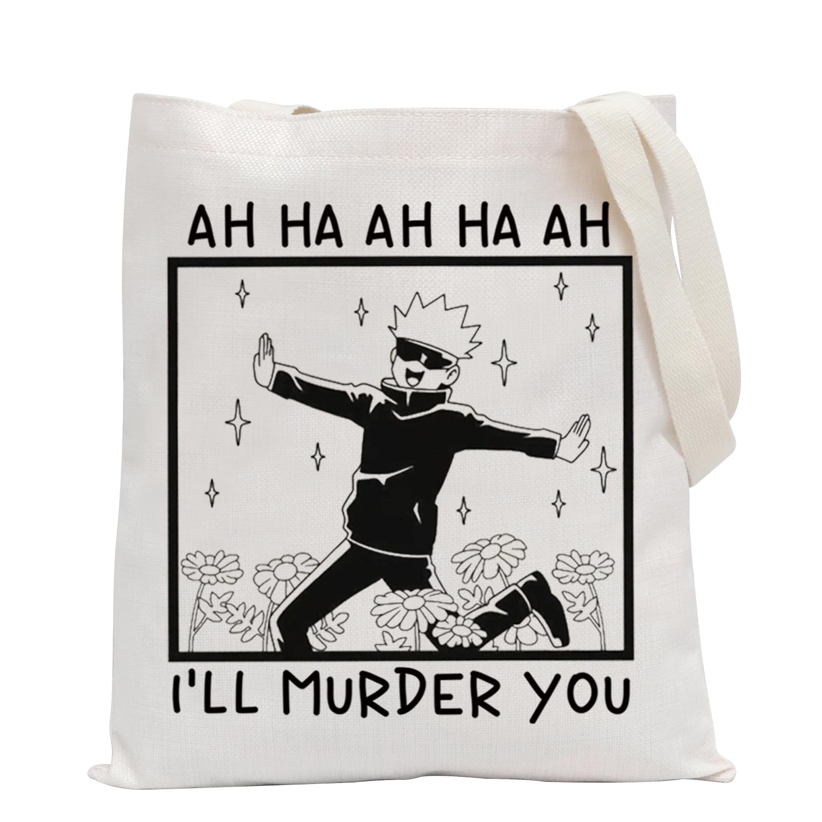 POFULL JJK Anime Inspired Shoulder Bag Anime Lover Gift JJK Gift Anime Gift Manga Gift I'll Murder You Tote Bag