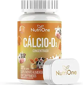 Cálcio + Vitamina D3 Kids Concentrado Sabor Doce de Leite - 60 Comprimidos Mastigáveis - Suplemento Infantil e Juvenil - Nutrione