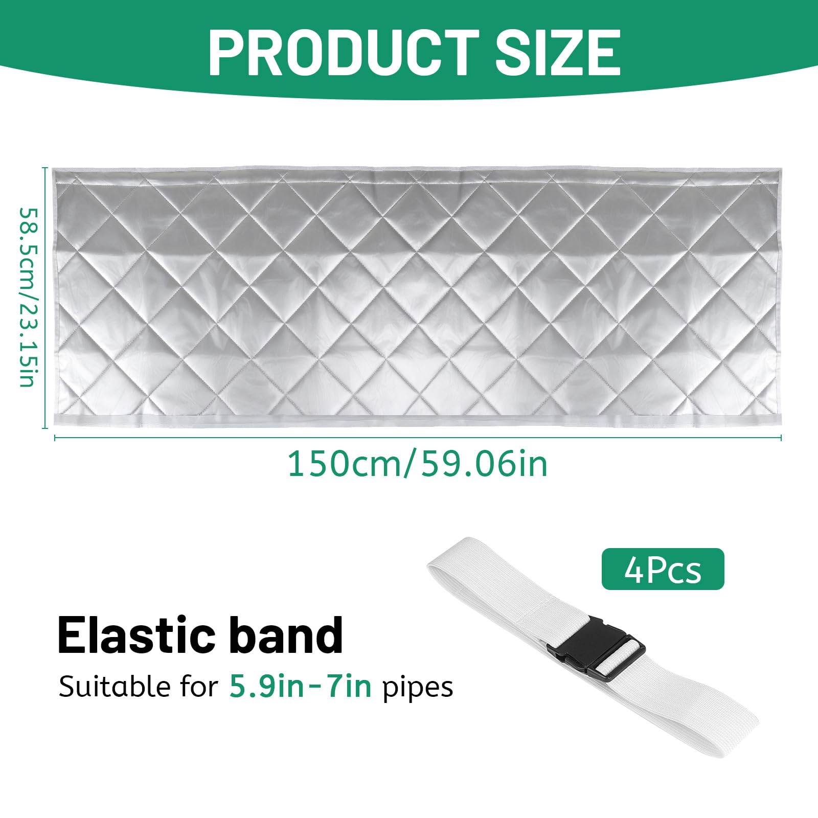DBREAKS 1 piezas 150 x 58,5 cm Funda de Aislamiento Portátil para Manguera de Aire Acondicionado, con 4 Correas de Hebilla Ajustables, Adapta a Mangueras de 5 y 7 Pulgadas
