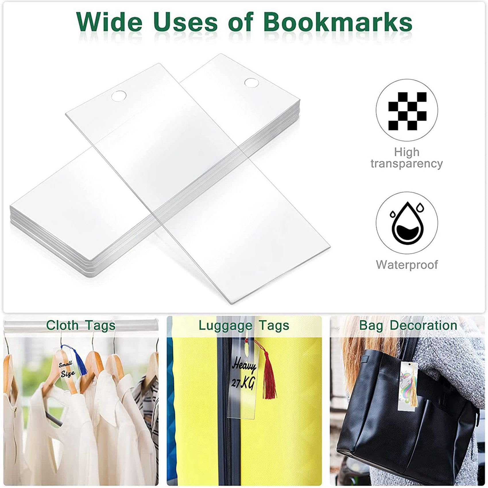 120 PZ Segnalibro Acrilico Vuoto Trasparente DIY Non Mini Book Markers con Nappe Colorate per Ornamenti Artigianali DIY