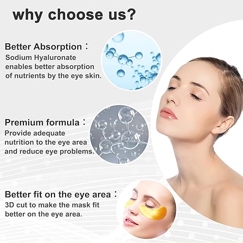 Miniatura 7 de Permotary - 30 pares de almohadillas de colágeno de gel oro de 24K debajo de los ojos, parches de colágeno de cristal, para hidratar, reducir las