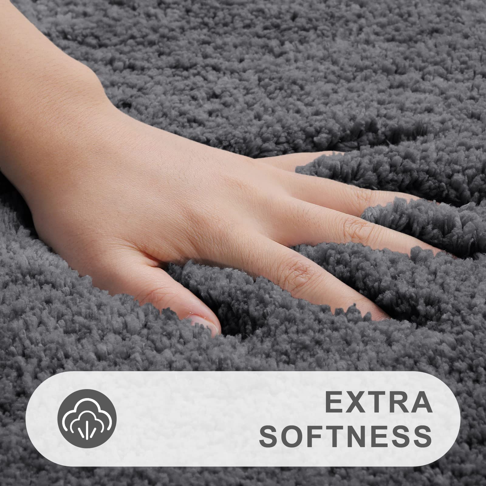 Homaxy Alfombra de baño redonda de pelo largo suave (90 cm), color gris | Alfombra de baño absorbente de microfibra antideslizante, lavable a máquina, para ducha, bañera, alfombra de baño