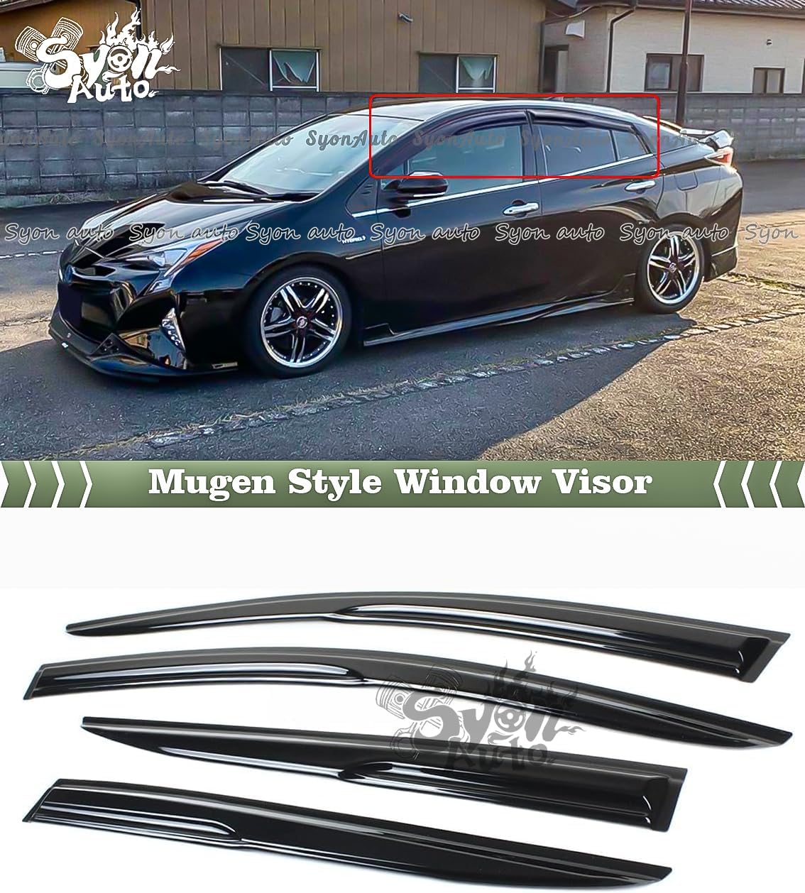 FITS 2016-2021 Toyota Prius JDM 3D Mugen Style Window Visor RAIN Guard Deflector