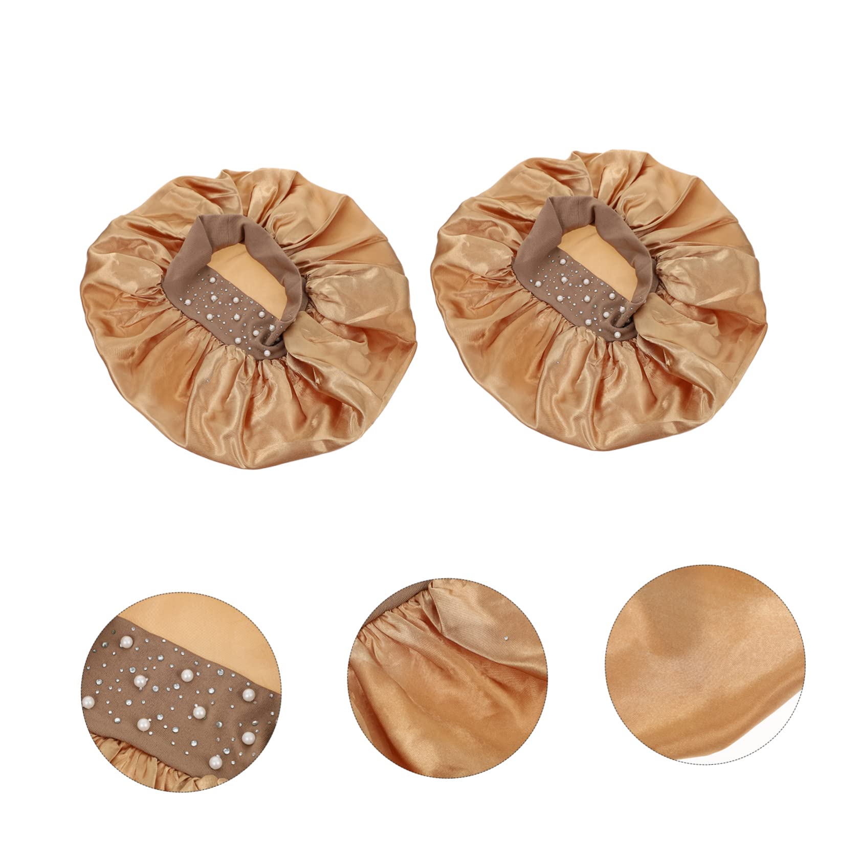 Healeved 8stücke Elastische Duschhaube Aus Wasserdichtem Material Goldene Satin Schlafhaube Für Damen Für Badezimmer Make-up Spa Und Reisen Universelle Passform