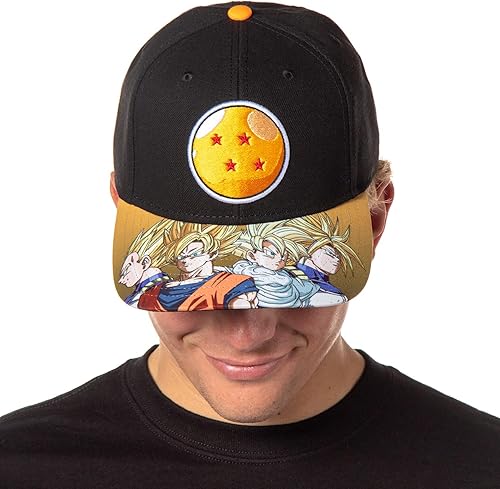 Miniatura 3 de Dragon Ball Hat Z Anime 4 Star Dragon Ball Parche bordado Super Saiyan Goku Gohan Trunks Vegeta Precurve Snapback Cap Negro, Negro -