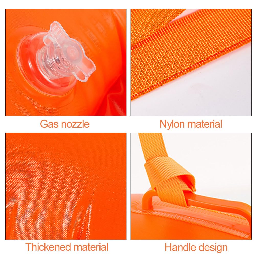 Schwimmboje, Swimming Buoy, Boje Schwimmen, Aufblasbare Trockentasche, Swim Boje, Geeignet für Schwimm-, Schnorchel- und Triathlon-Enthusiasten, Doppelairbags, Orange, 50 x 40cm