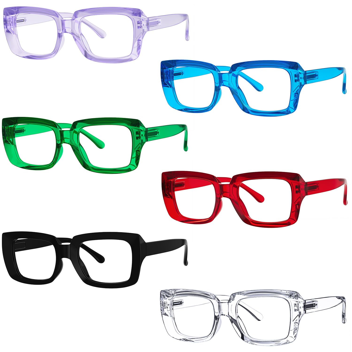 Eyekepper 6 Pack Ladies Reading Glasses - Stylish Oversized Square Readers for Women +2.00