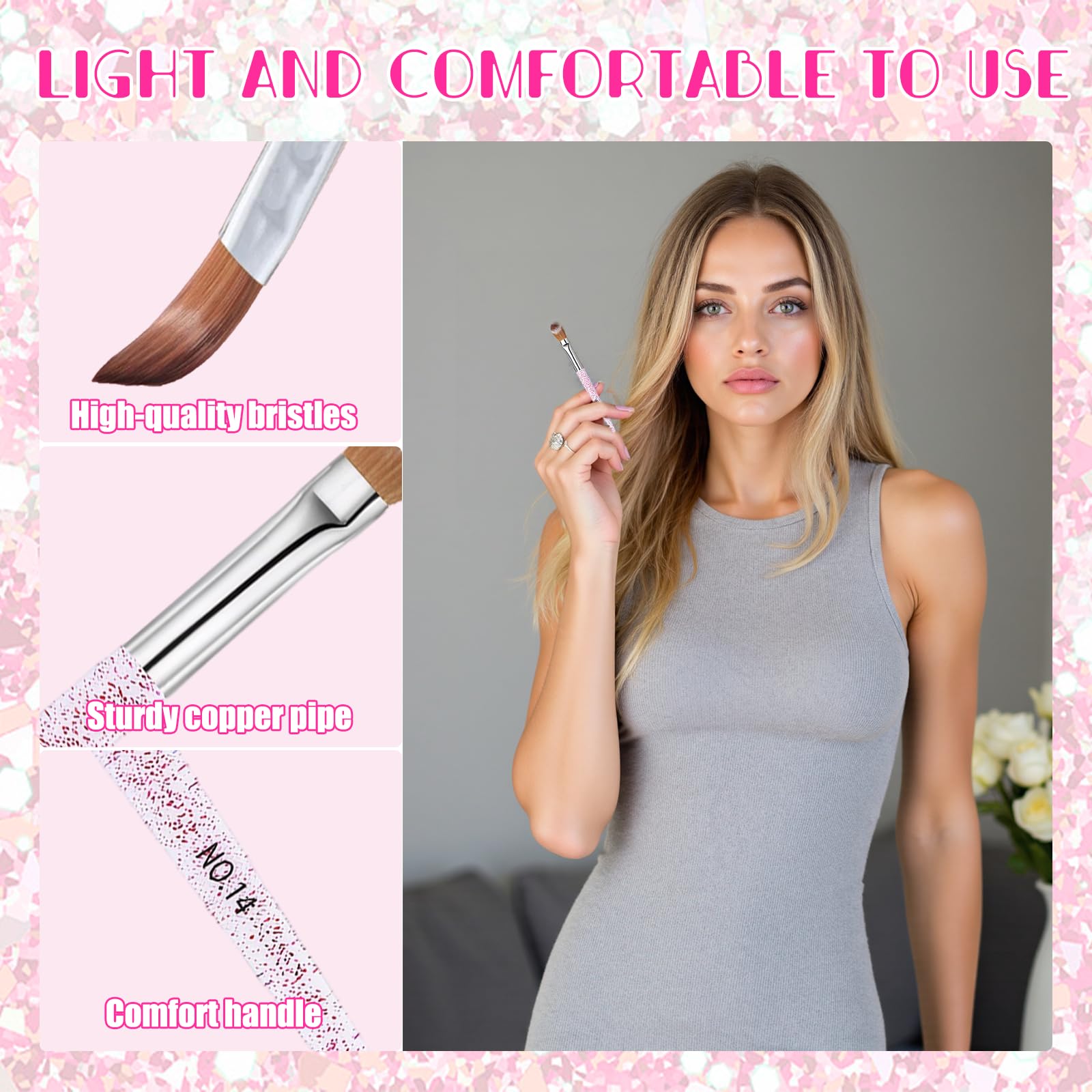 3pcs Nail Acrylic Brushes Tools, Professional Gel Carving Nails Set,for Acrylic Powder French Manicure Tip Art Extension - Image 3