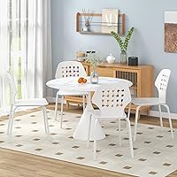 Vista 9 de GOFLAME Juego de 4 sillas de comedor, sillas de cocina sin brazos con respaldo hueco y patas de metal, sillas de cena modernas, sillas laterales