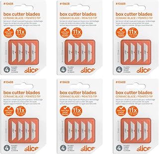 Slice 10408-CS Replacement Ceramic Blades with Pointed Tip for Slice Cutters, Stays Sharp up to 11x Longer Than Metal Blades (24 Pack)