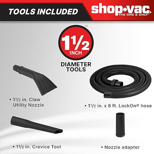 Miniatura 6 de Shop-Vac Aspiradora portátil húmedaseca de 5 galones y 6.0 pico de CV, diámetro de 1-12 pulgadas x manguera de 8 pies, cable de 20 pies, ideal para