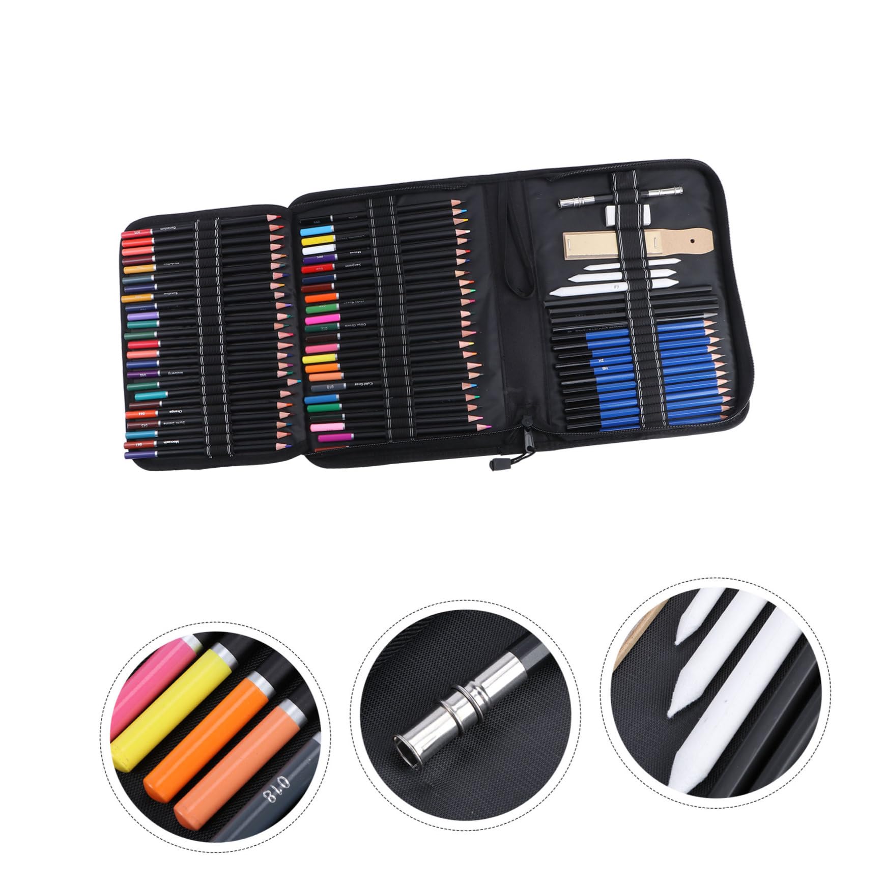 STOBOK 95pièces Coffret de Crayons Couleur pour Dessin Crayons Fusain et Rallonge Inclus Ensemble Pratique pour Croquis et Arts Plastiques