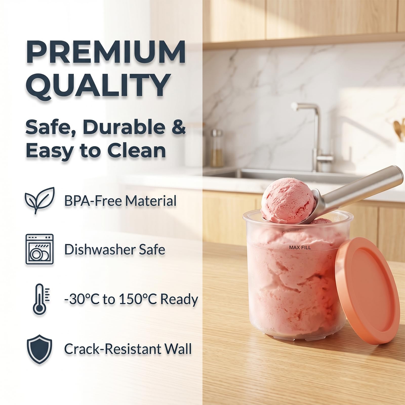 Set di contenitori per Ninja Creami, 4 Pezzi di Bicchieri sostitutivi e Set di contenitori Deluxe, Bicchieri da 500 ml con coperchi Colorati, Senza BPA e Lavabili in lavastoviglie,