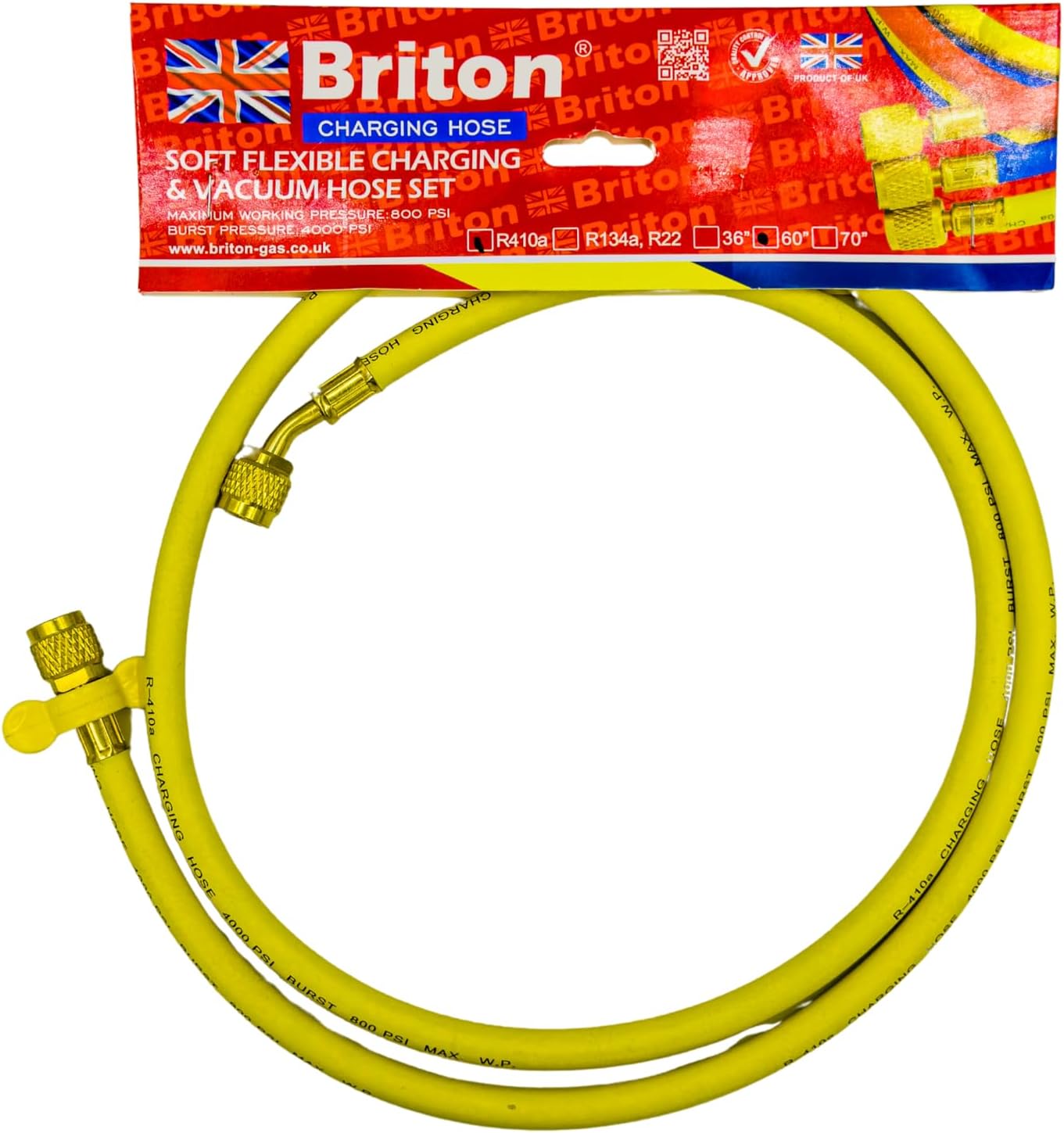 Briton Single Charging Hose For R410a Refrigerant Gas - Soft Flexible Charging & Vaccum Hose