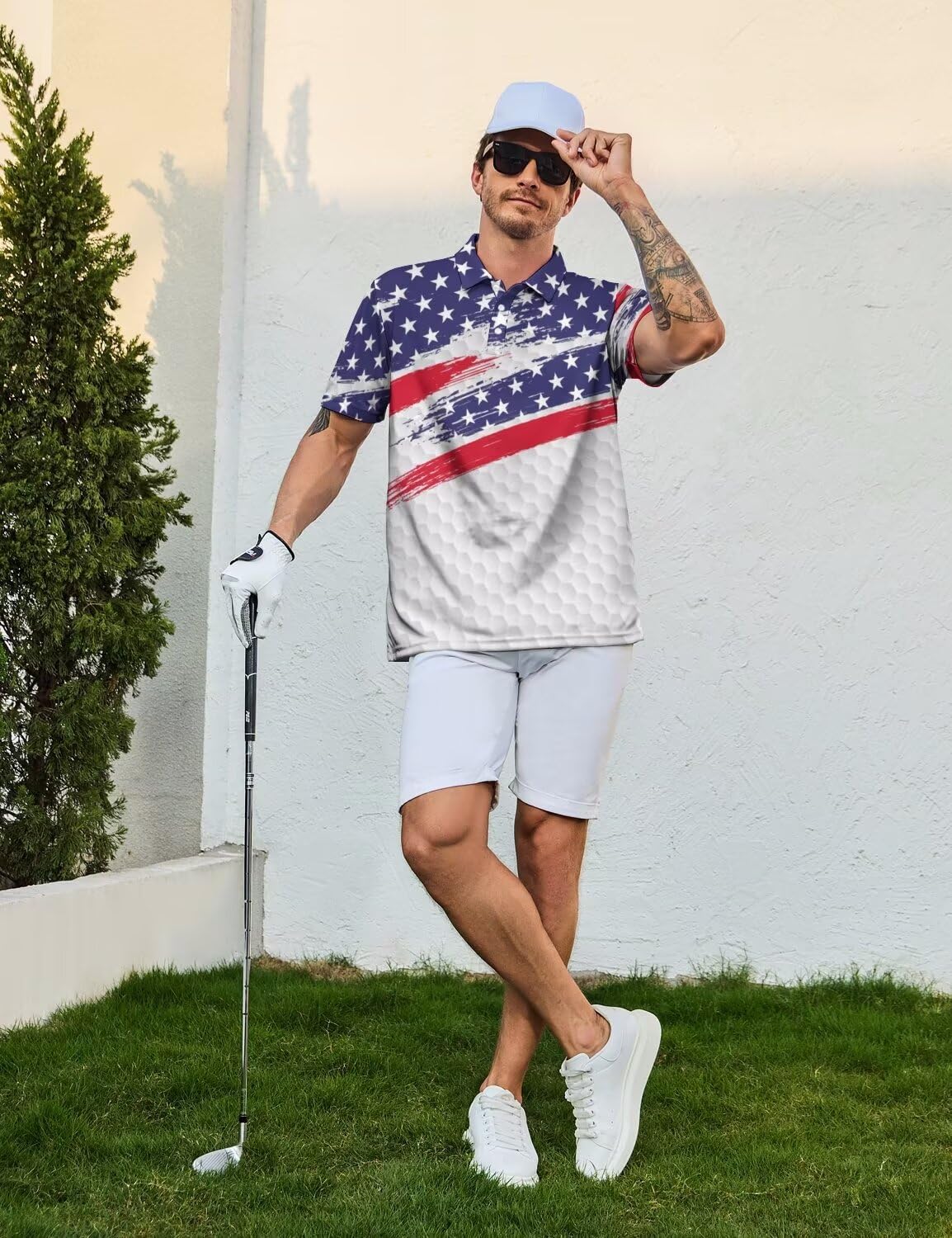 Polo divertido de manga corta para hombre, de secado rápido, para golf, absorbe la humedad, ropa deportiva