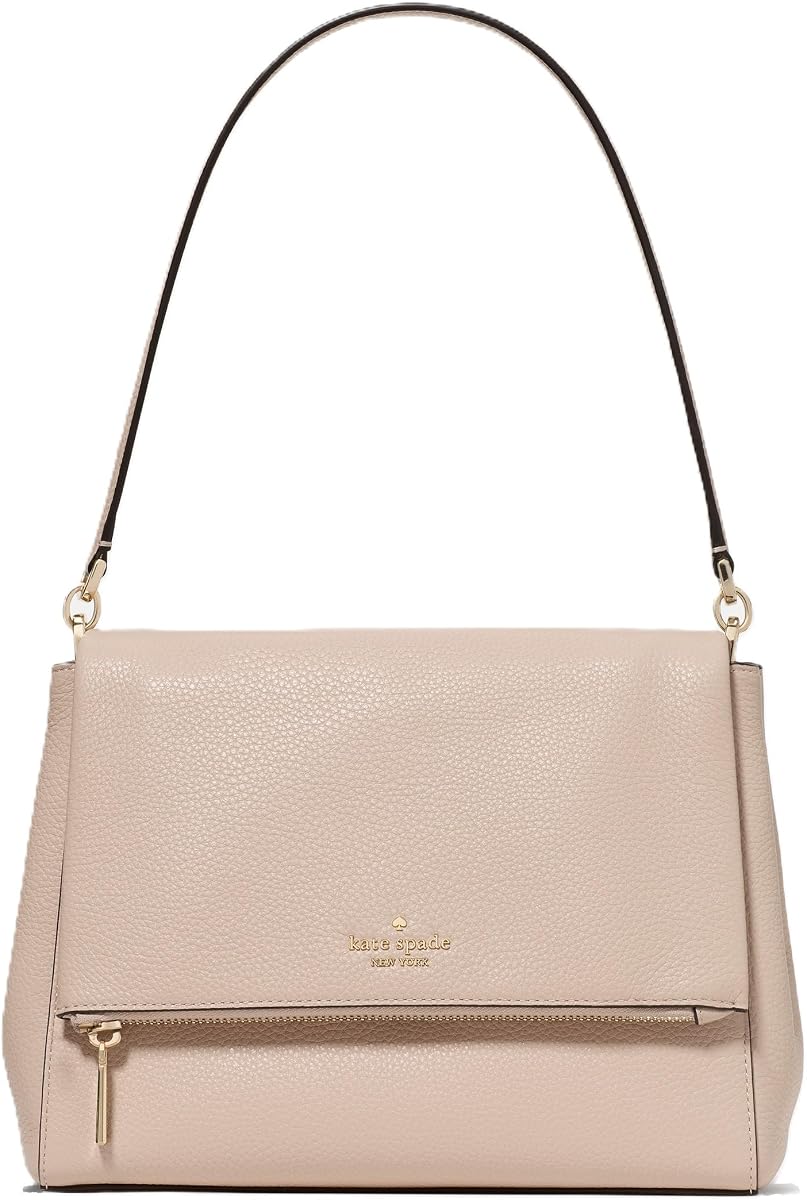 kate spade new york Bolso de hombro mediano con solapa Leila de piel granulada para mujer