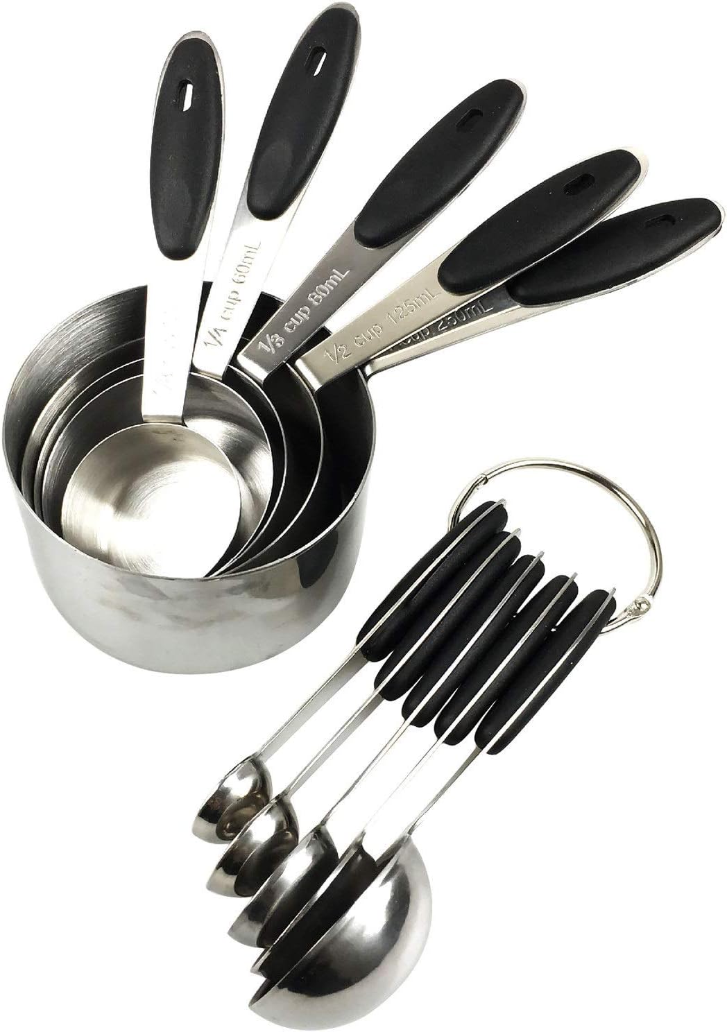 Measuring Tablespoon Stainless Steel Measuring Spoon Measuring Spoon Set Kitchenware Baking Tool Ten Piece Set(Black)