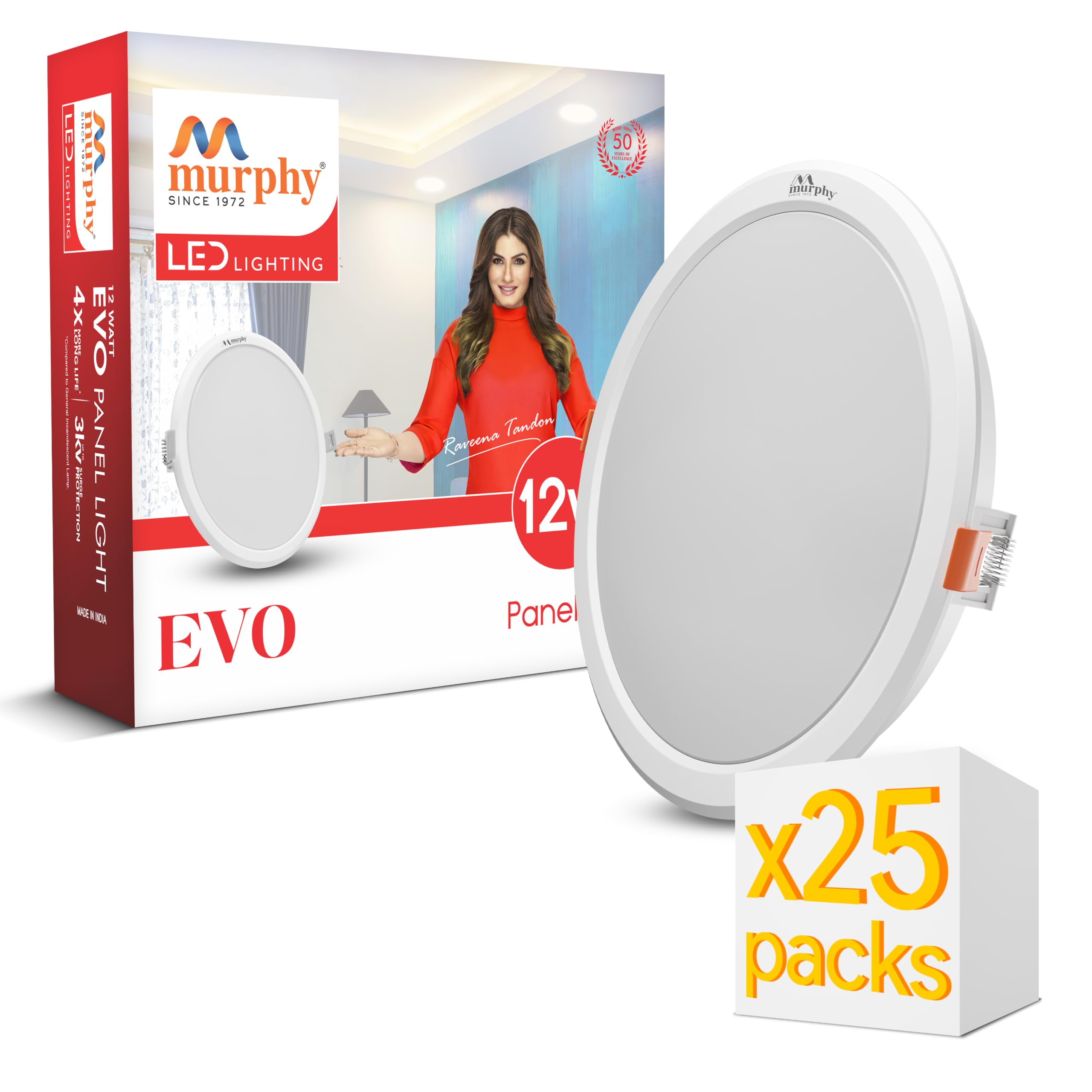 Murphy EVO 12W Round LED Panel Light | 3000K Warm White| Recessed Ceiling Light | 1200 Lumens | 125mm Cutout | BIS Approved | 4kV Surge Protection | 2-Year Warranty | Pack of 25-image-29
