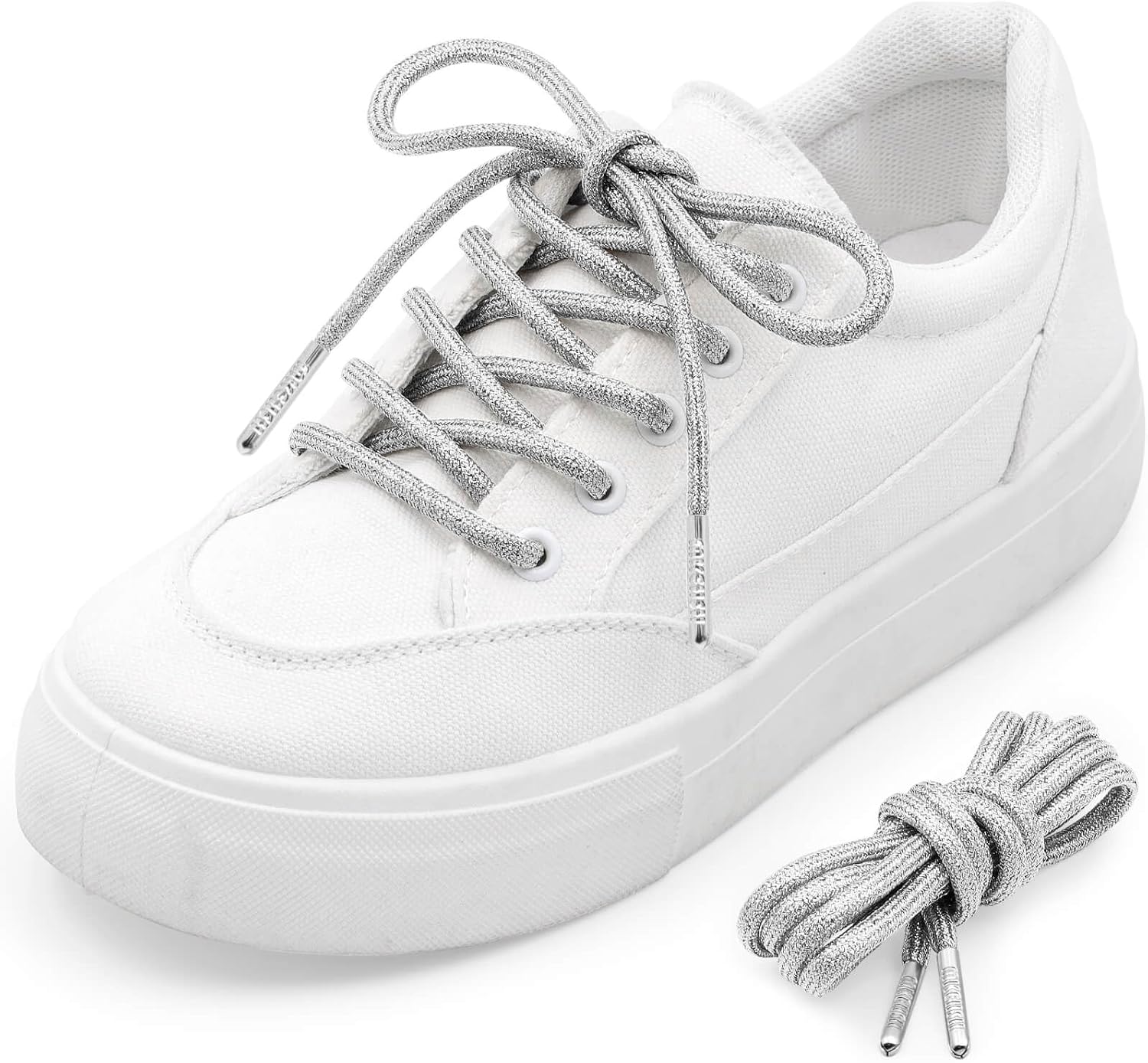 Round Glitter Shoe Laces: Metallic Sneakers Shoelaces 1 Pair