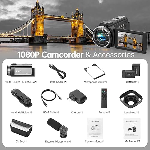 Miniatura 8 de Videocámara Full HD 1080P 30FPS 36MP IR visión nocturna Cámara para grabar videos para YouTube, LCD de 3.0 Pulgadas con rotación de 270 Grados Zoom