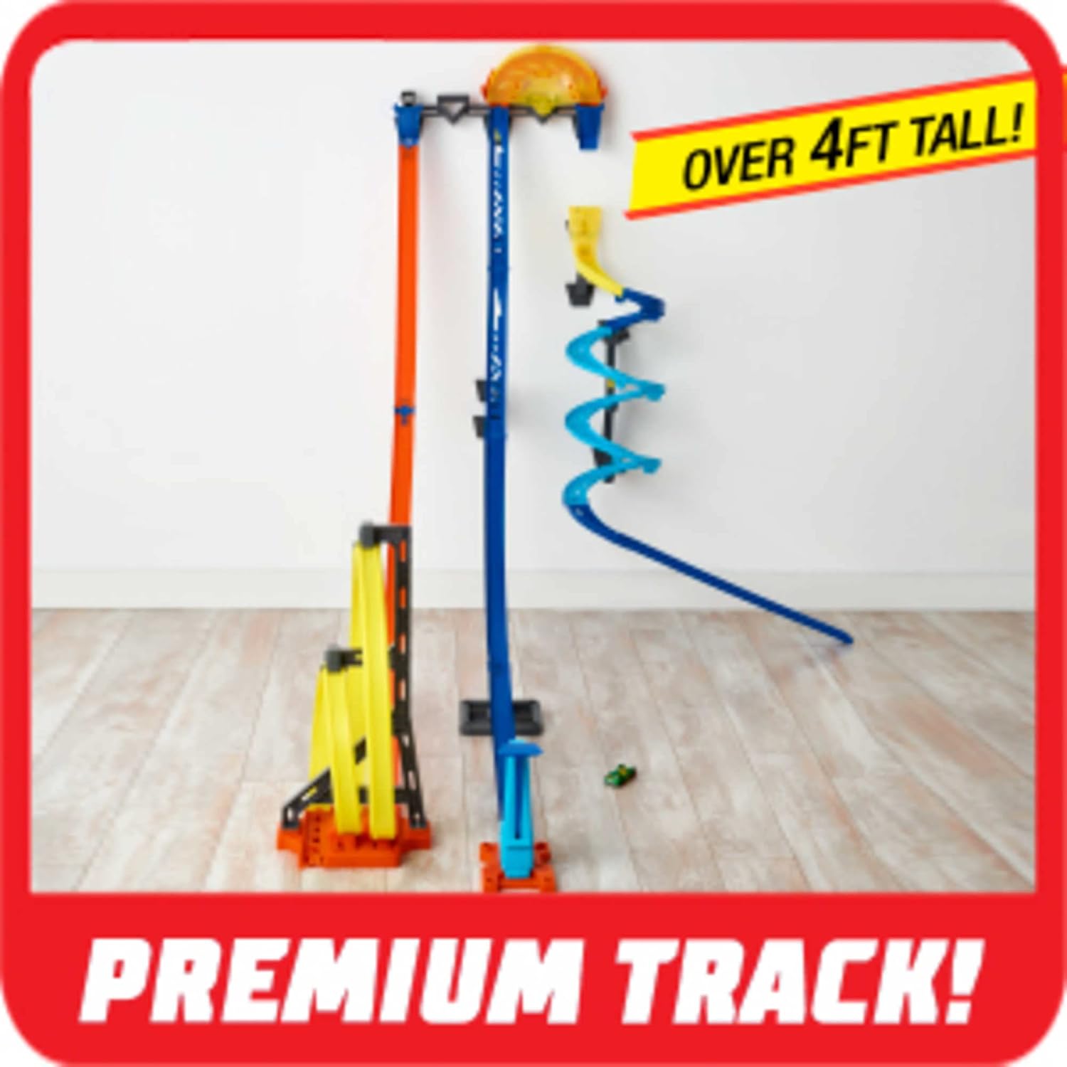 Hot Wheels Track Builder Vertical Launch Kit fully assembled and standing over 4 feet tall