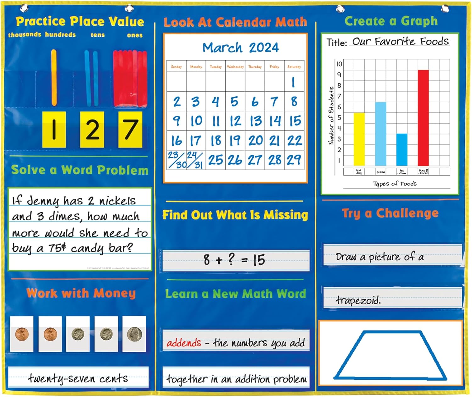 Really Good Stuff Daily Math Pocket Chart