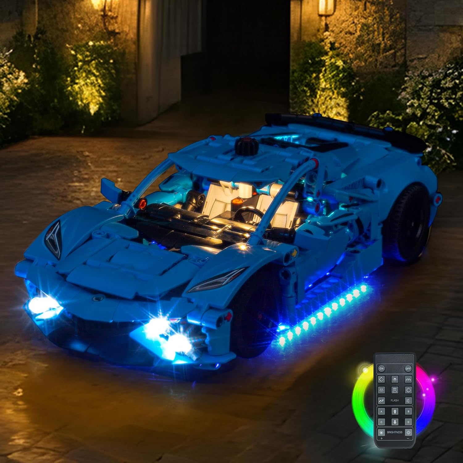 LED Lighting Compatible with Lego Technic Chevrolet Corvette Stingray Blue，Light Kit Compatible with Lego 42217, NOT Included The Model Set - JUST Lights