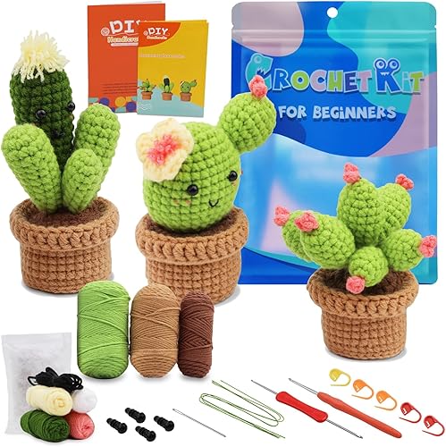 Dasonwin Kit de ganchillo para principiantes, ganchillo de cactus, kit de cactus de ganchillo con tutoriales en video paso a paso, manualidades de disponible en Yaxa Guatemala